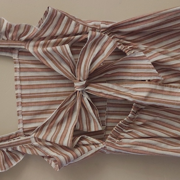 SHEIN Frenchy Ruffle Armhole Open Tieback Striped Jumpsuit - Picture 12 of 16